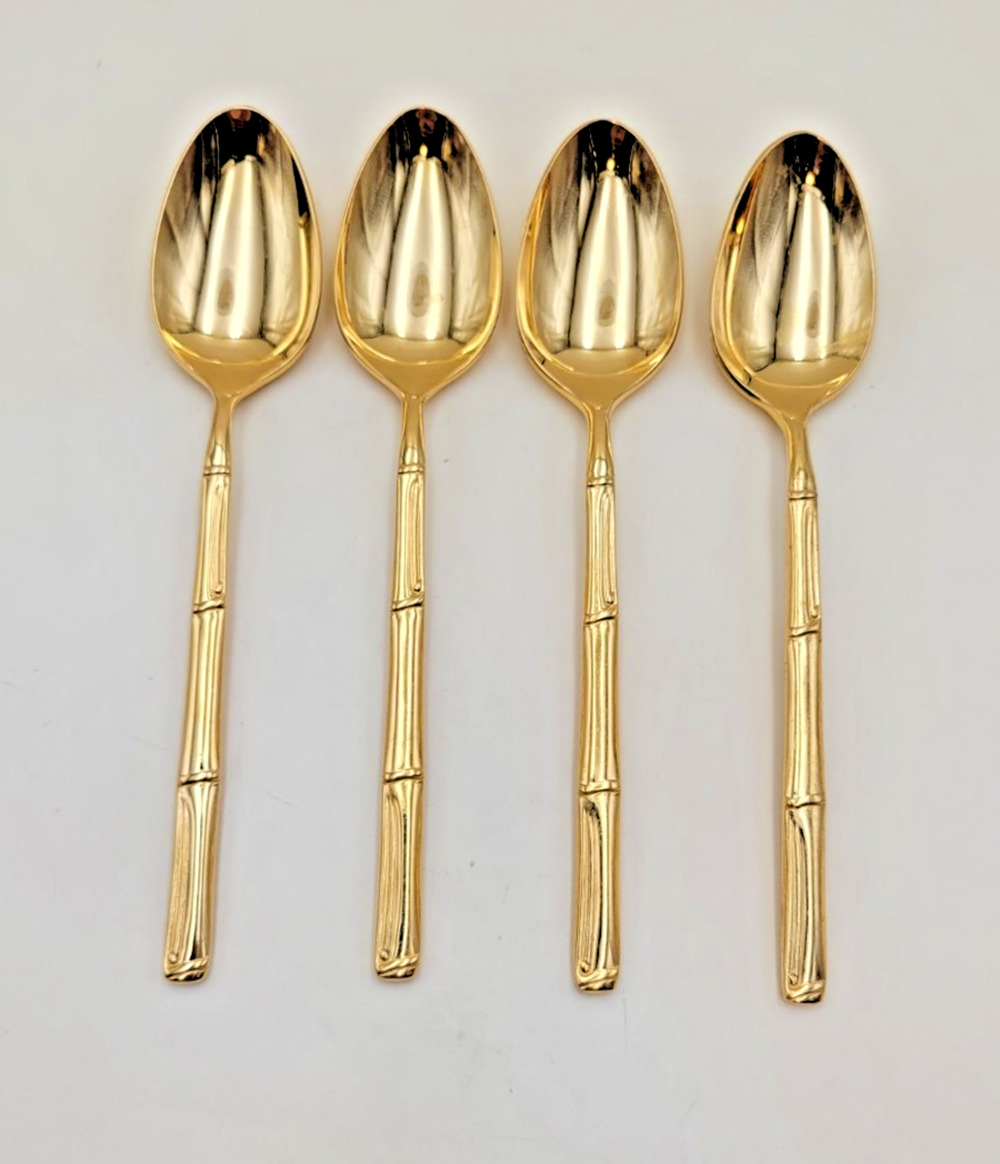 Set of 4 National Escapade Teaspoon Gold Stainless Steel Electroplate Finish